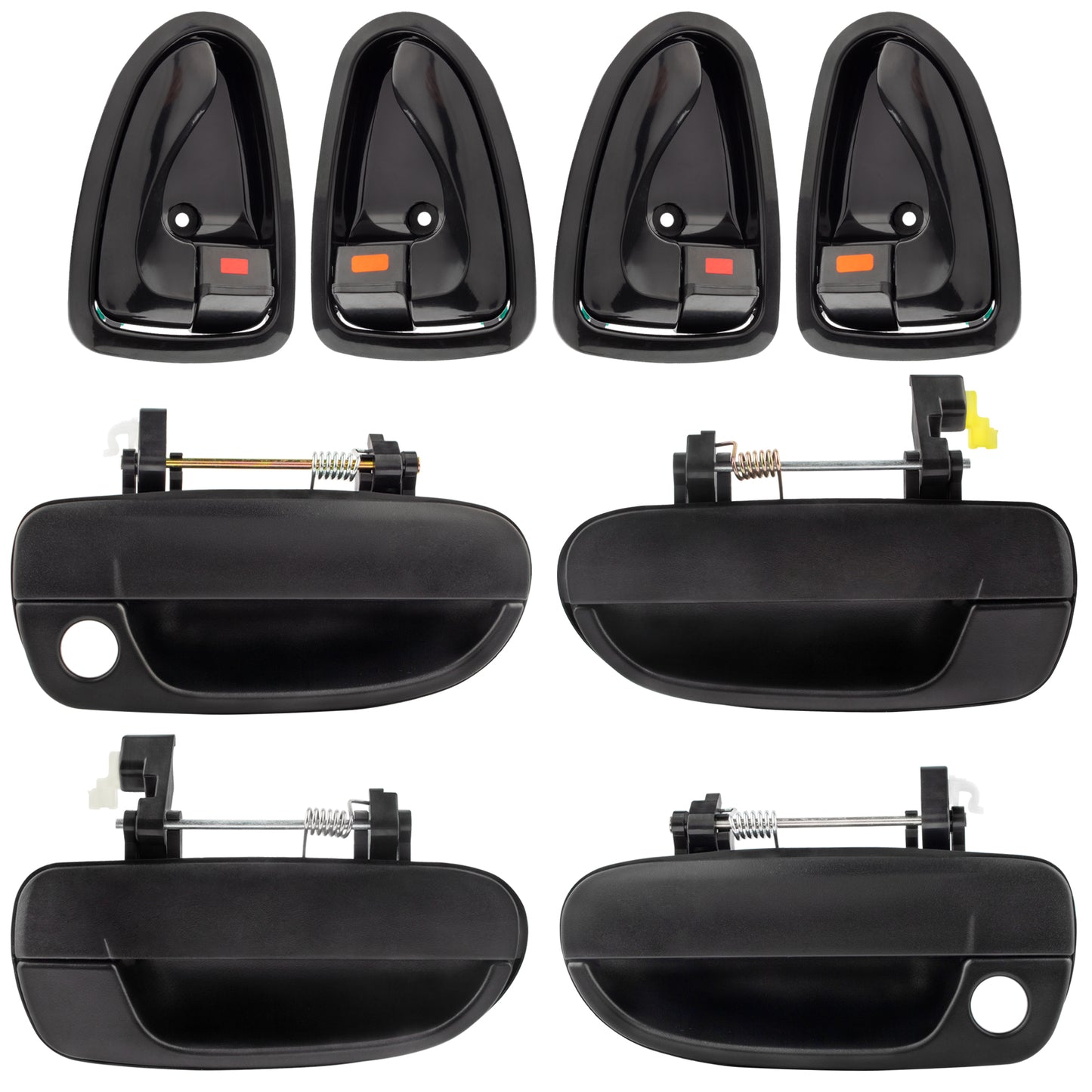 BOXI 8pcs Exterior Inside Interior Door Handles fit for Hyundai Accent 2000-06 Black 8261025000