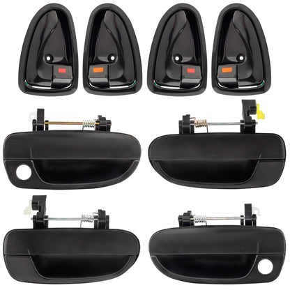 BOXI 8pcs Exterior Inside Interior Door Handles fit for Hyundai Accent 2000-06 Black 8261025000