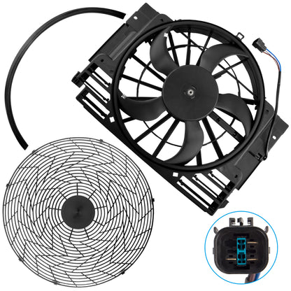 BOXI A/C Condenser Cooling Fan Assembly Fits for BMW E53 X5 2000 2001 2002 2003 2004 2005 2006