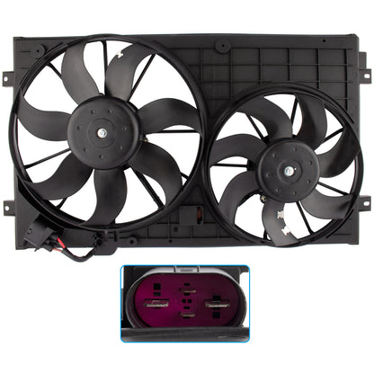 BOXI Engine Radiator Dual Cooling Fan Assembly Fits for Volkswagen Beetle 2012-2013