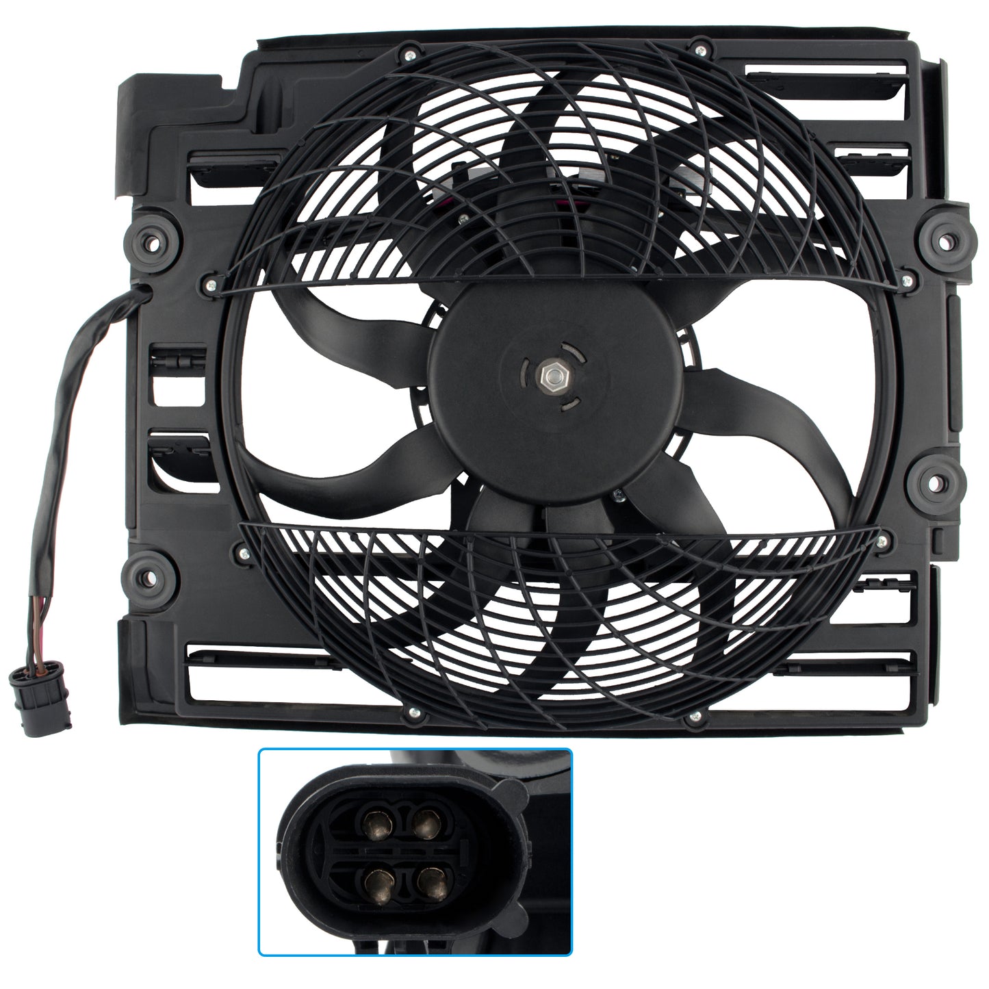 BOXI 621-204 Condenser Cooling Fan Assembly Fits for BMW E39 5Series 528i 2.8L 540i 4.4L 1997 1998