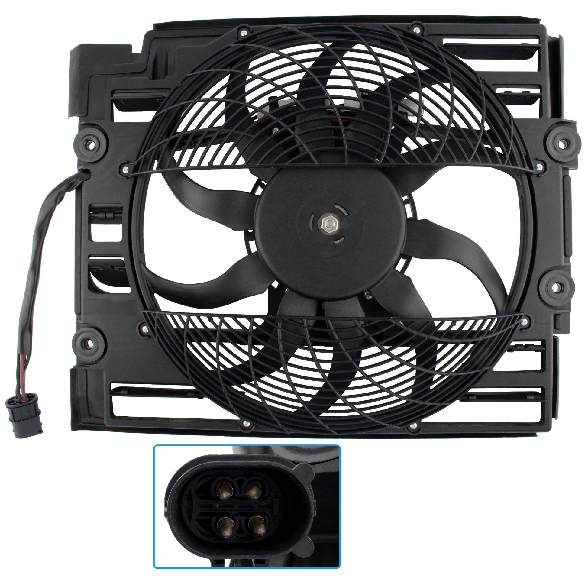 BOXI 621-204 Condenser Cooling Fan Assembly Fits for BMW E39 5Series 528i 2.8L 540i 4.4L 1997 1998