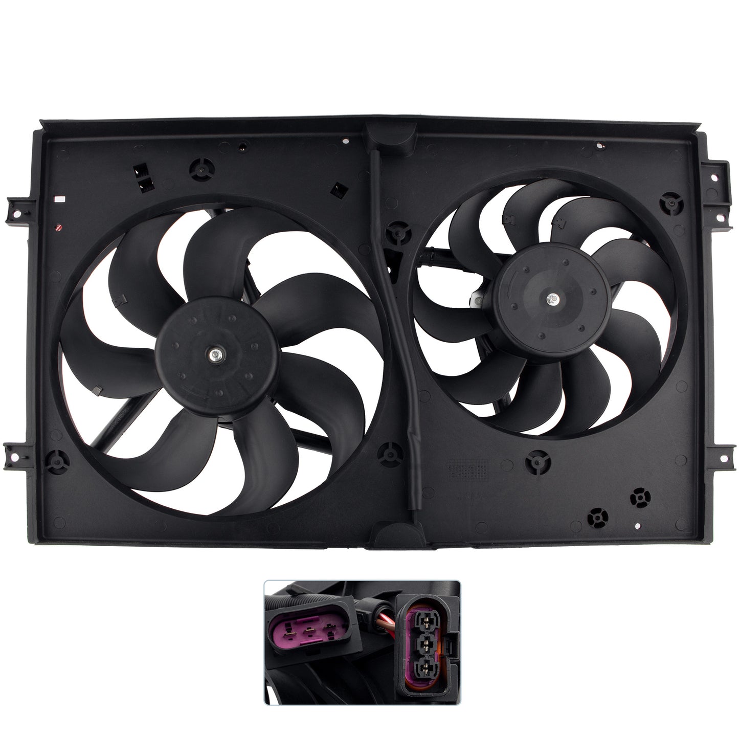 BOXI 620-773 Dual Radiator Cooling Fan Assembly Fits for Volkswagen Beetle 1.8L 1.9L 2.0L 1998-2005