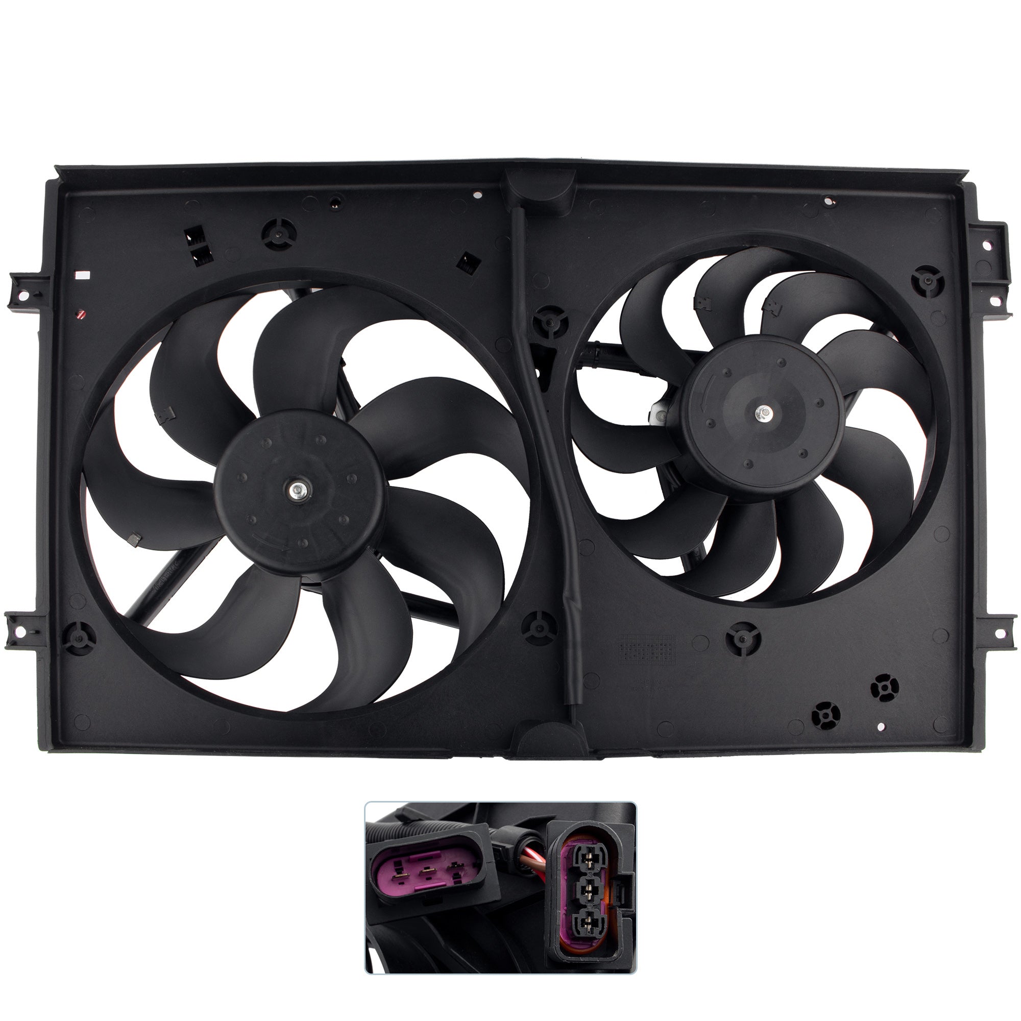 BOXI 620-773 Dual Radiator Cooling Fan Assembly Fits for Volkswagen Beetle 1.8L 1.9L 2.0L 1998-2005