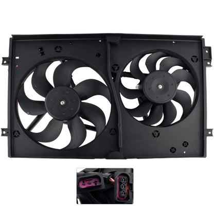 BOXI 620-773 Dual Radiator Cooling Fan Assembly Fits for Volkswagen Beetle 1.8L 1.9L 2.0L 1998-2005