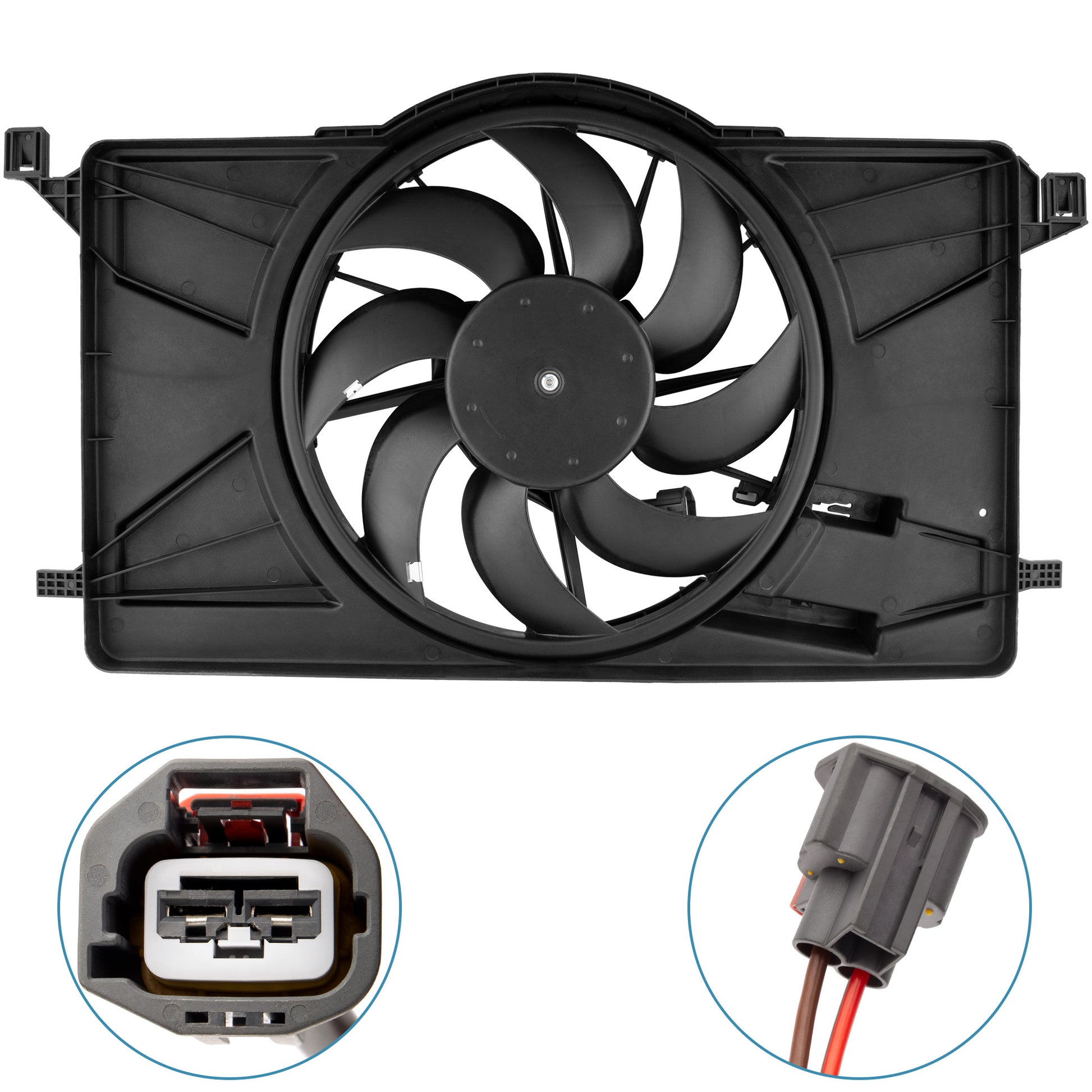 BOXI BV6Z-8C607-K 622800 Radiator Cooling Fan Assembly Without Control Module Fit for Ford Focus