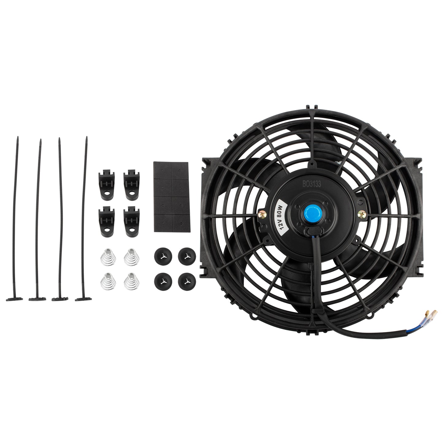 BOXI 10" Universal Electric Radiator Cooling Slim Fan 12V with Mounting Kit — product photo 6