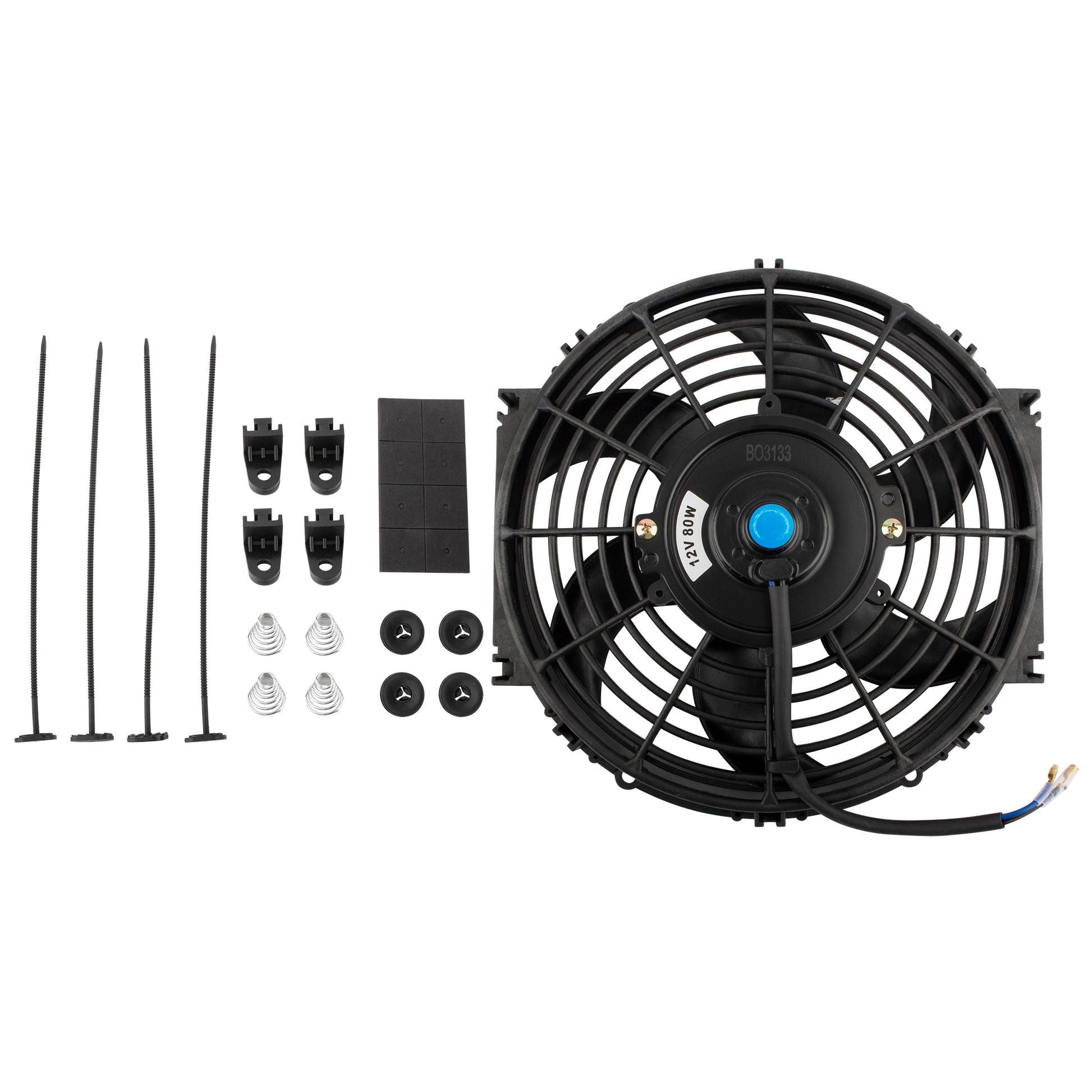 BOXI 10" Universal Electric Radiator Cooling Slim Fan 12V with Mounting Kit — product photo 6