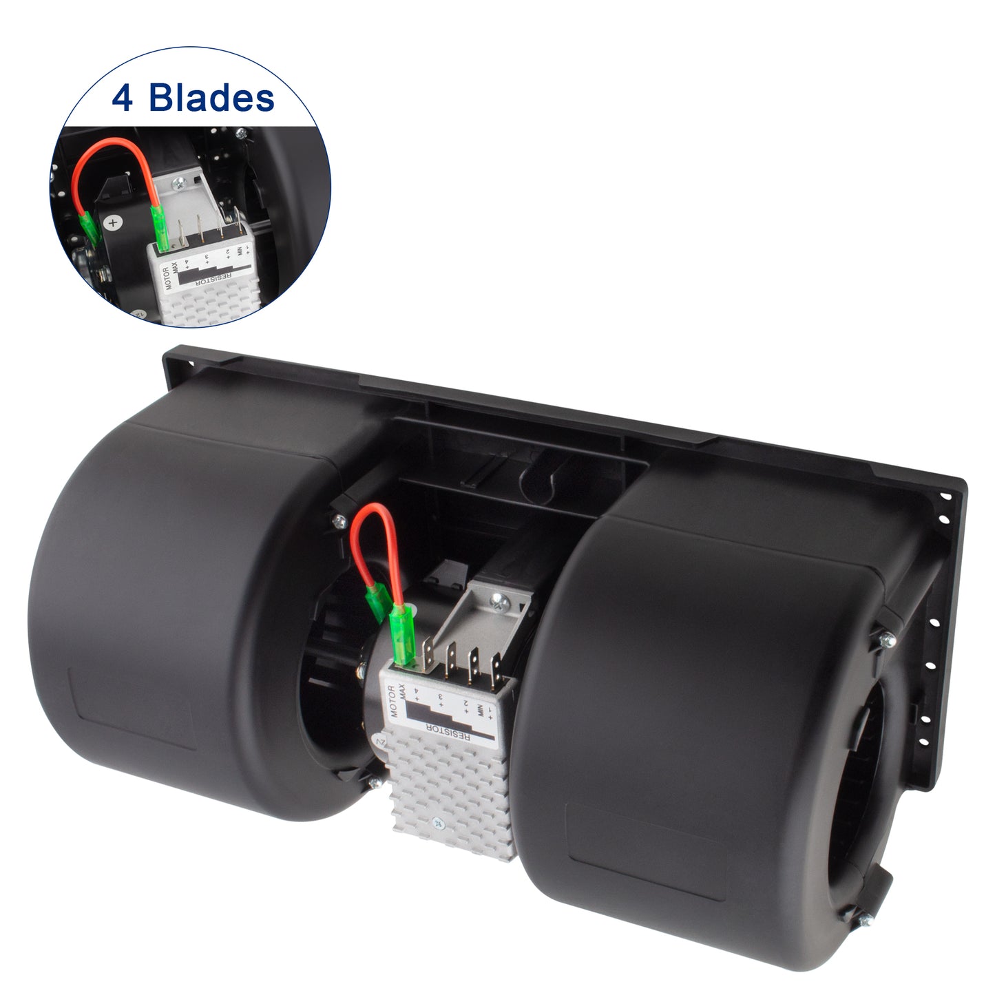 BOXI Blower Motor Assembly Fits for Dual Wheel 12 V with 3 Speed Resistor — product photo 2