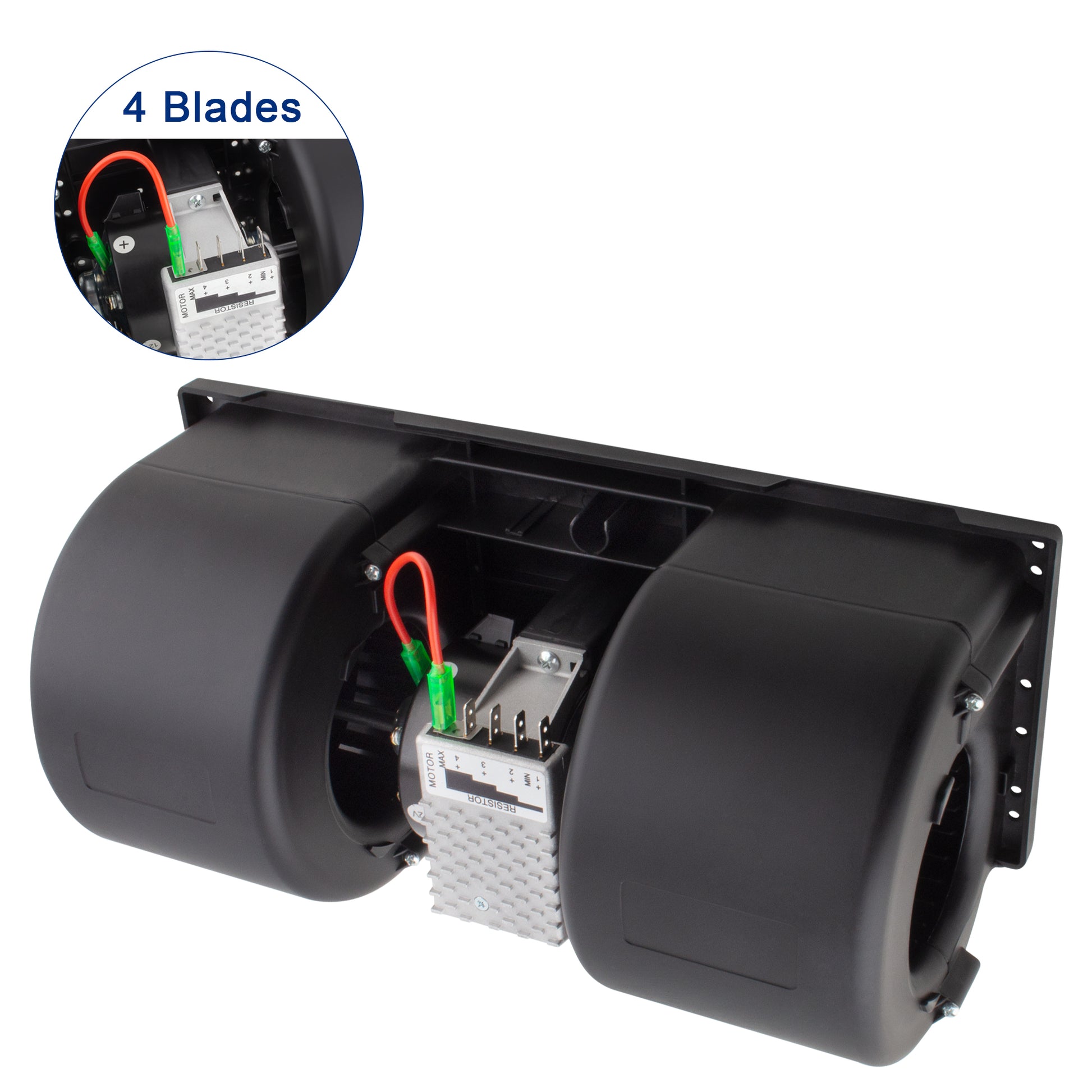 BOXI Blower Motor Assembly Fits for Dual Wheel 12 V with 3 Speed Resistor — product photo 2