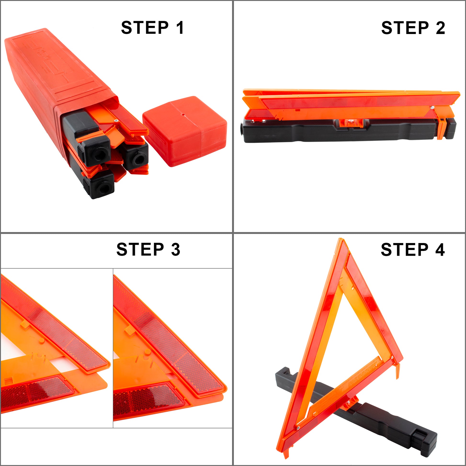 BOXI (3 Pack Triangle Warning Frame Triangle Foldable Emergency Warning Triangle Reflector Safety — product photo 3
