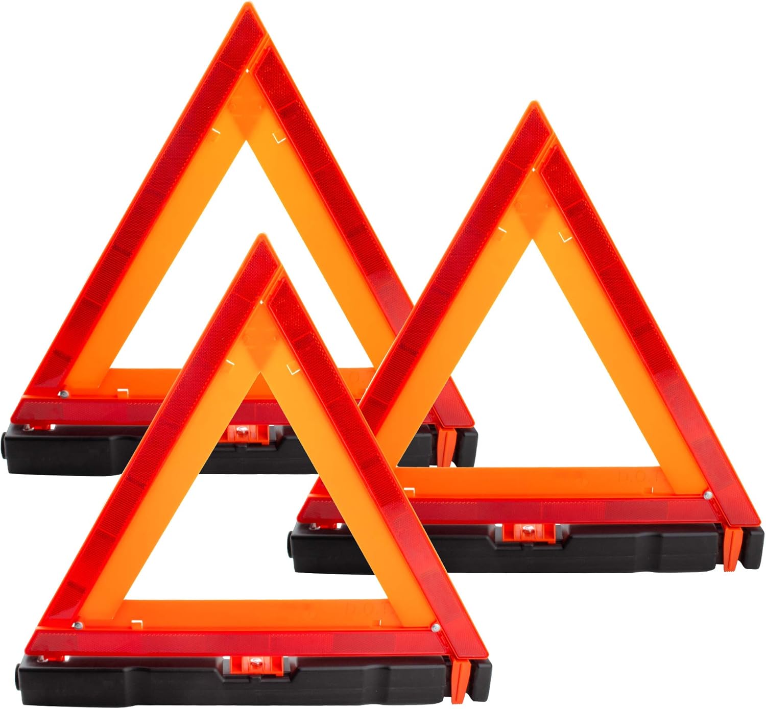 BOXI (3 Pack Triangle Warning Frame Triangle Foldable Emergency Warning Triangle Reflector Safety