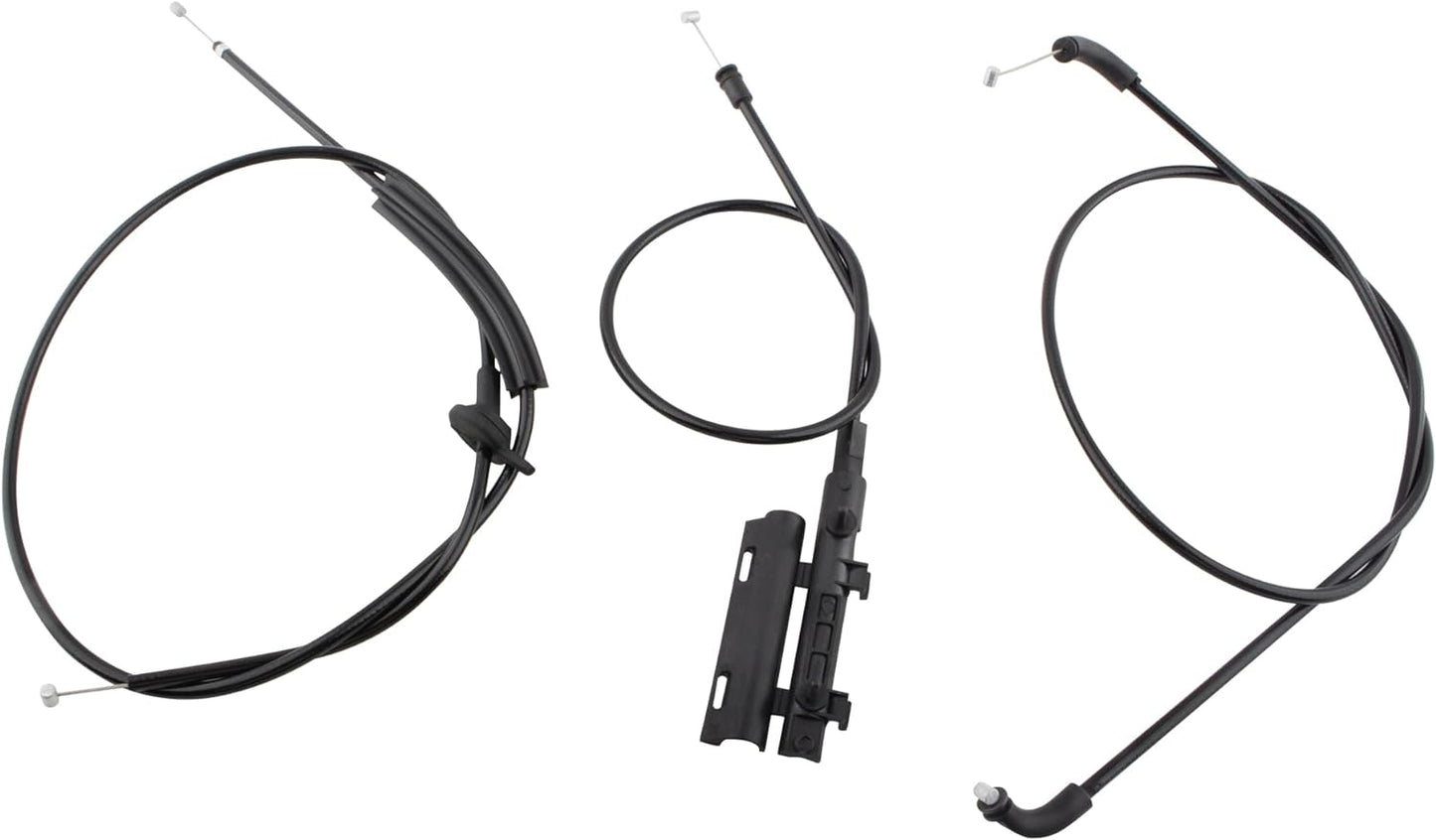 BOXI Front + Center + Rear 3pcs Hood Release Cable Kit Compatible for BMW 740i 2001
