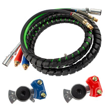 BOXI 15 Ft Length 3 in 1 ABS & Air Power Line Hose Wrap 7 Way Electrical Cable with Handle Grip