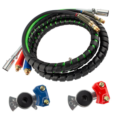 BOXI 15 Ft Length 3 in 1 ABS & Air Power Line Hose Wrap 7 Way Electrical Cable with Handle Grip