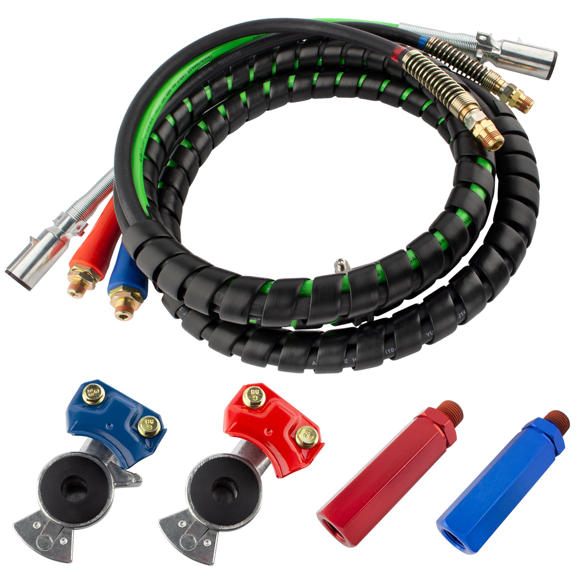 BOXI 3 in 1 15 Ft Wrap Heavy Duty 7 Way Truck Tractor Trailer Rig Electric Cable Wrap Cord ABS