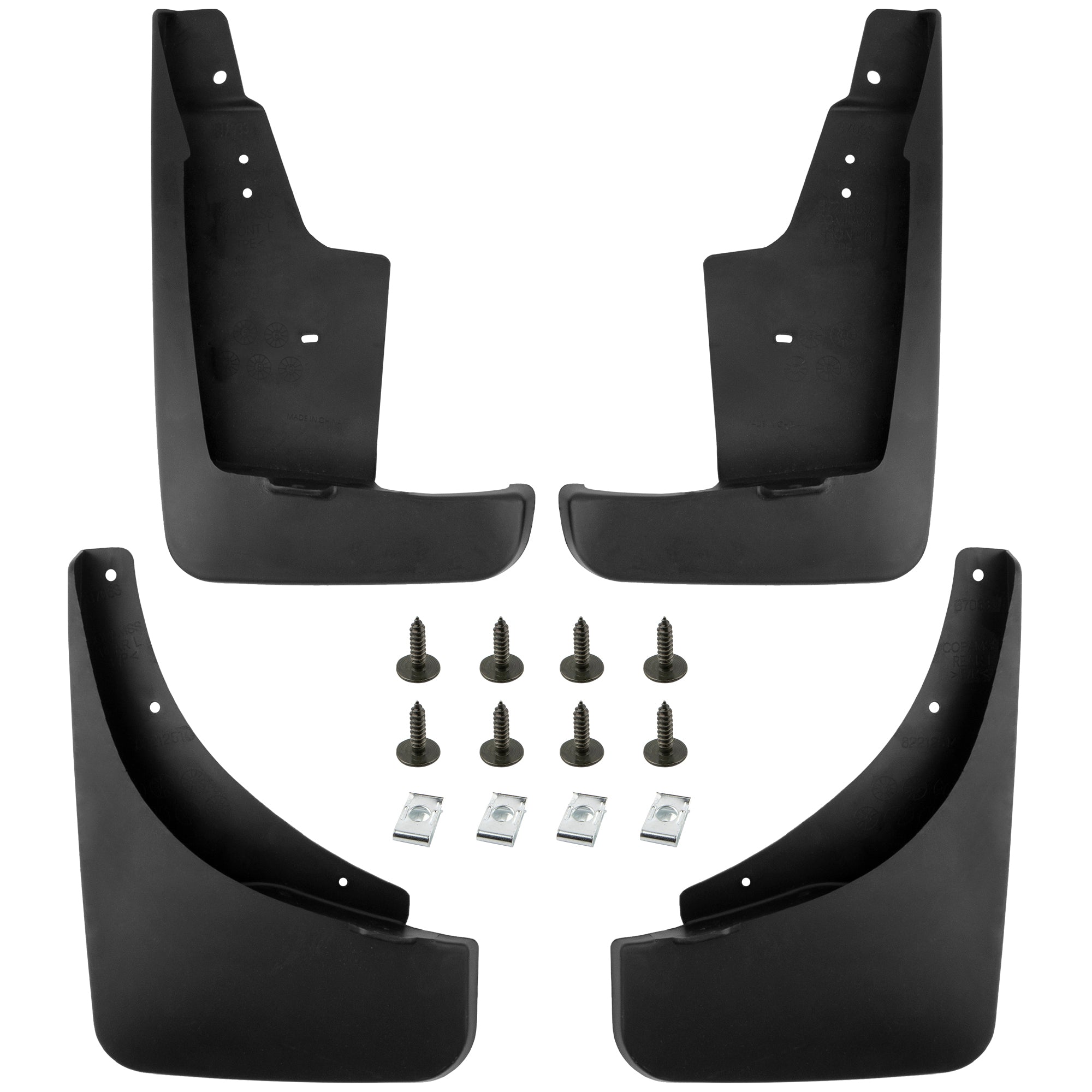 BOXI (Set of 4) Front and Rear Side Mud Flaps Splash Guards Mudflaps Fits for Jeep Compass 2011