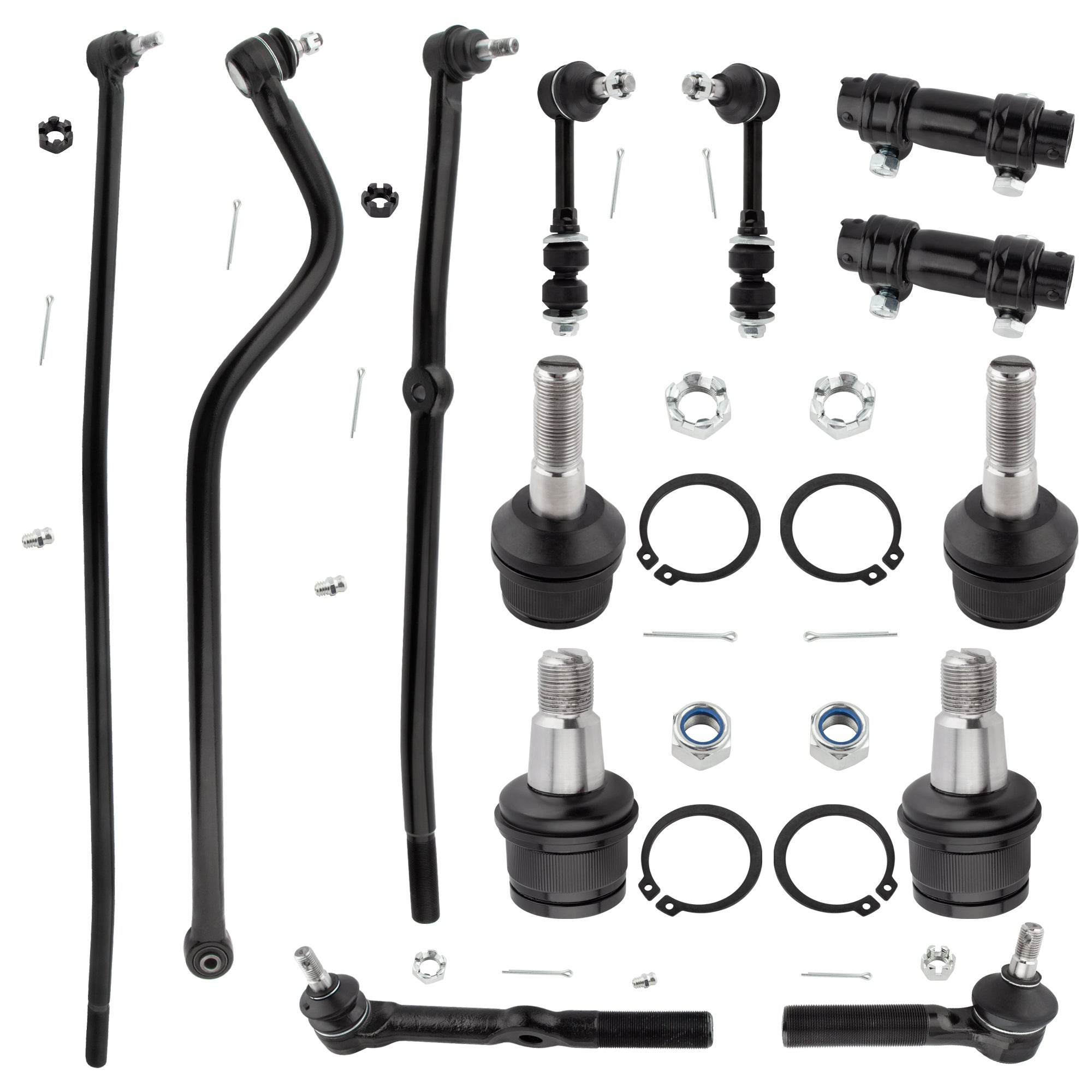 BOXI 13pc Complete Front Suspension Kit Sway Bar Link Tie Rod Ball Joints Track Bar Fit for Dodge