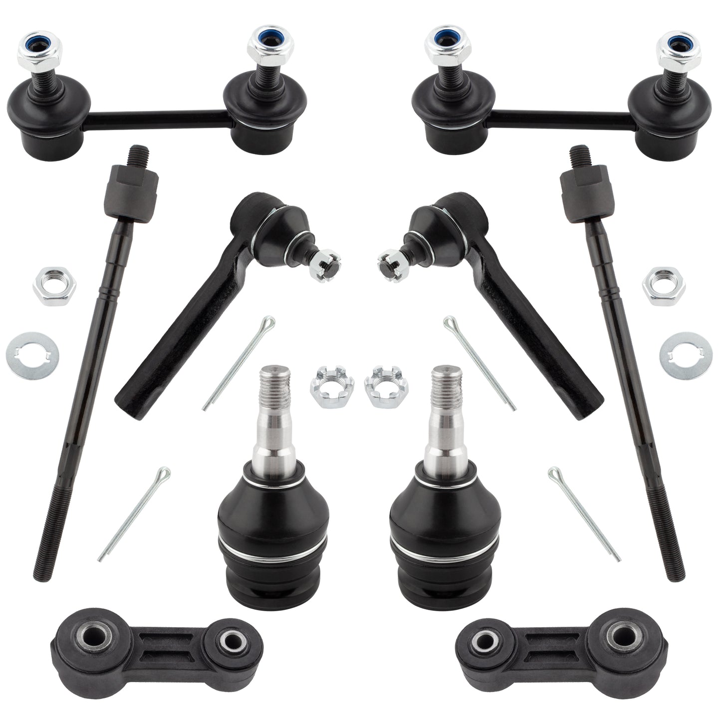 BOXI 10pc Front Ball Joints Tie Rod Ends Stabilizer Sway Bar End Links Kit fit for Subaru Baja