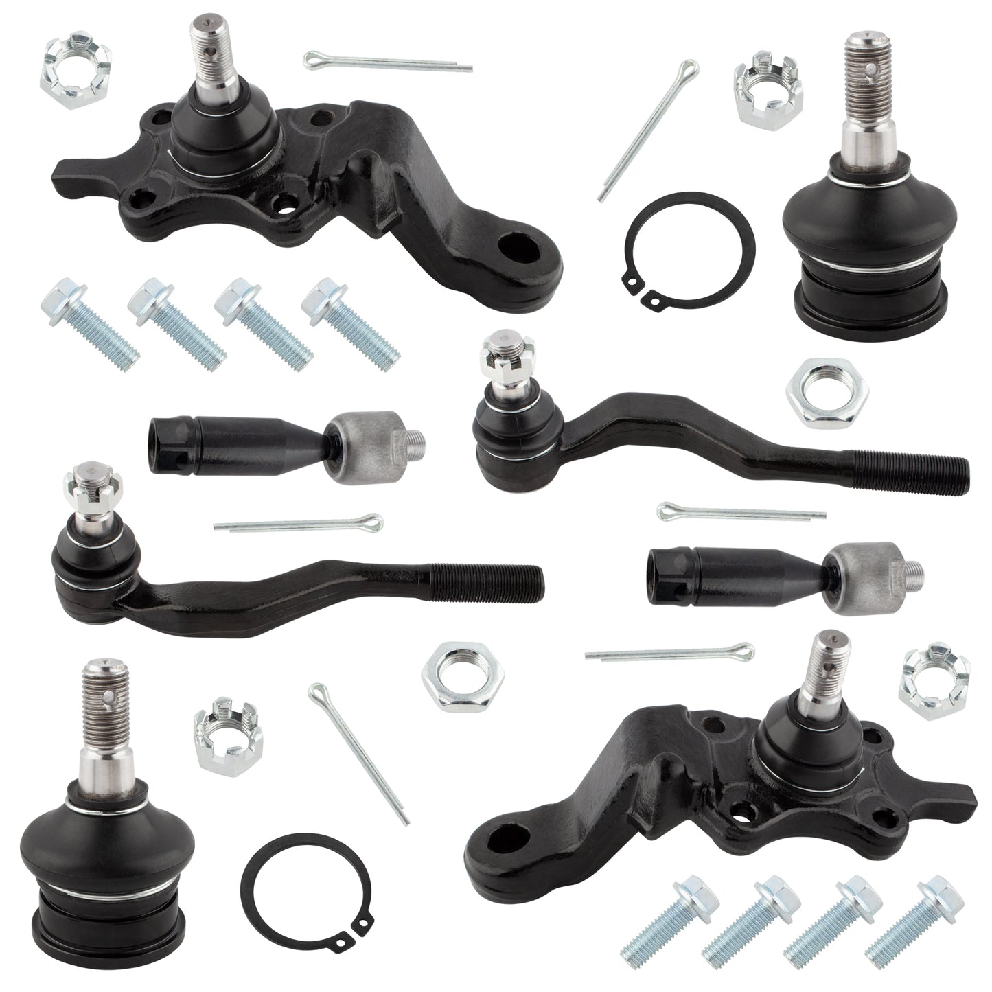 BOXI 8pcs Front Upper Lower Ball Joints Inner Outer Tie Rods Kit for Toyota Tacoma 1995-2004