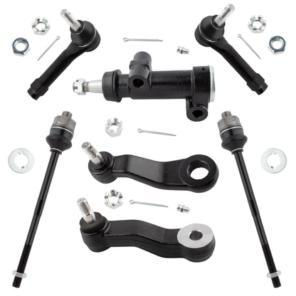 BOXI 7pc Front Tie Rods + Idler & Pitman Arms [4-Groove] Fit for Cadillac Escalade for Chevy