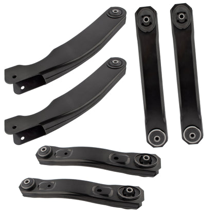 BOXI 6pcs Front Upper Lower Control Arms + Rear Trailing Control Arms Replacement for Jeep Grand