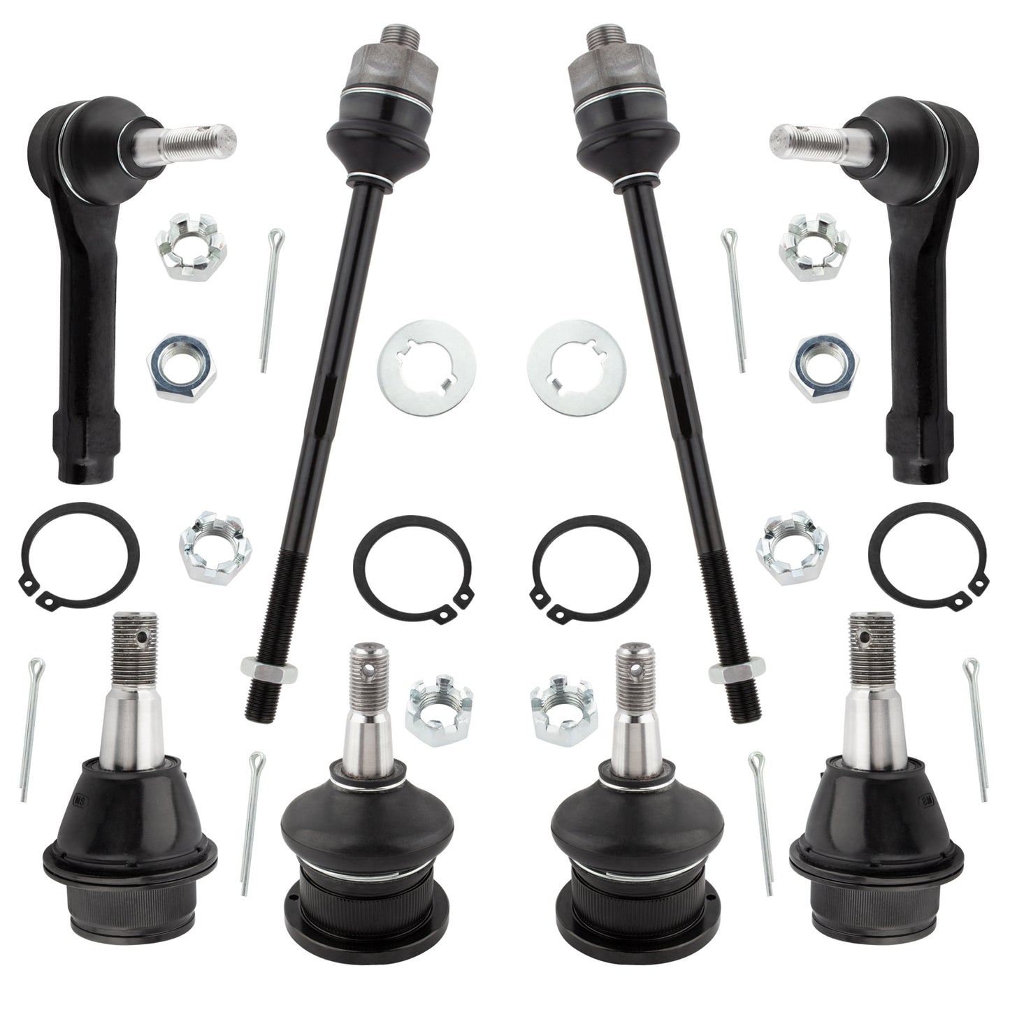 BOXI Front 4 Upper & Lower Ball Joints 4 Inner & Outer Tie Rods Fit for Chevy GMC Silverado Sierra