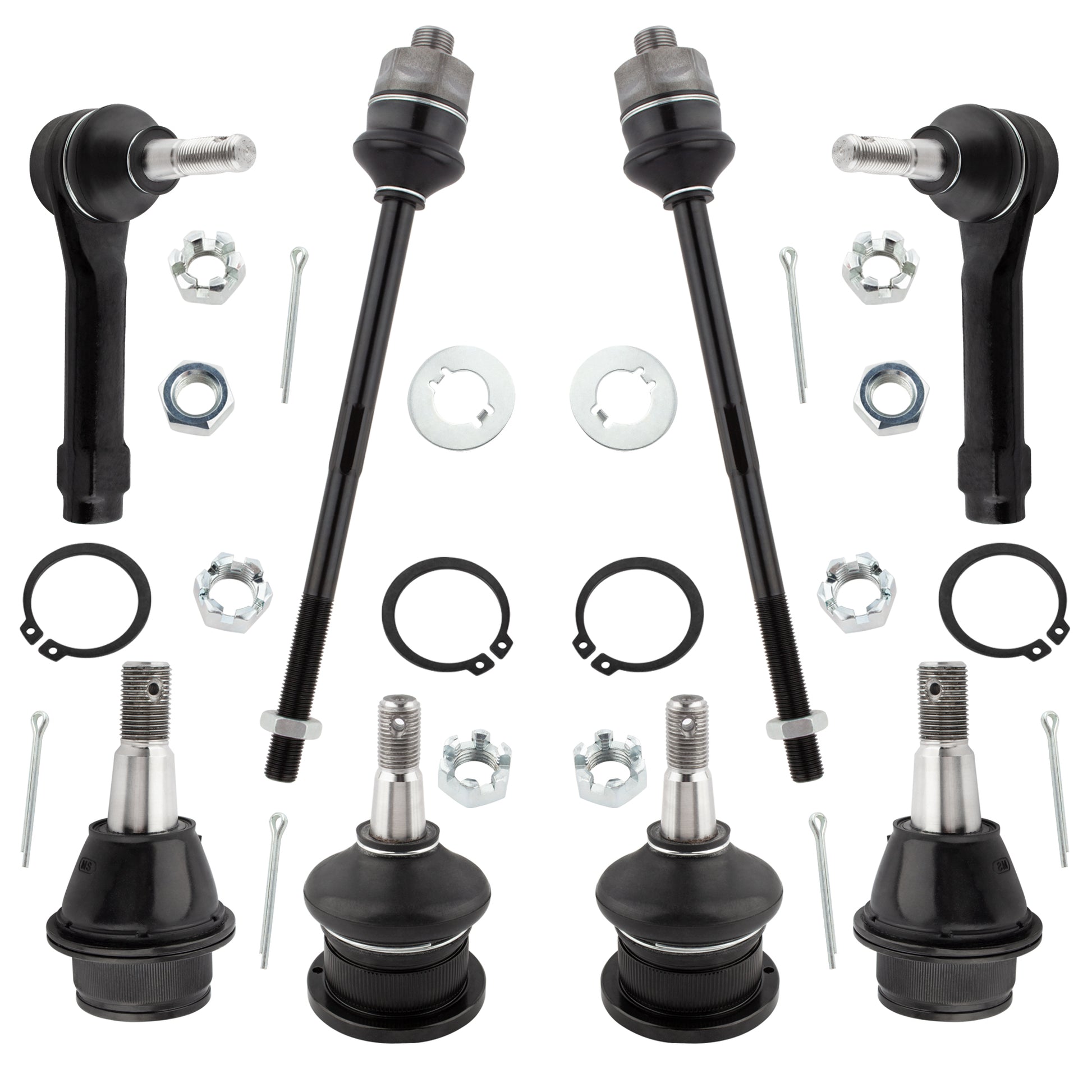 BOXI Front 4 Upper & Lower Ball Joints 4 Inner & Outer Tie Rods Fit for Chevy GMC Silverado Sierra