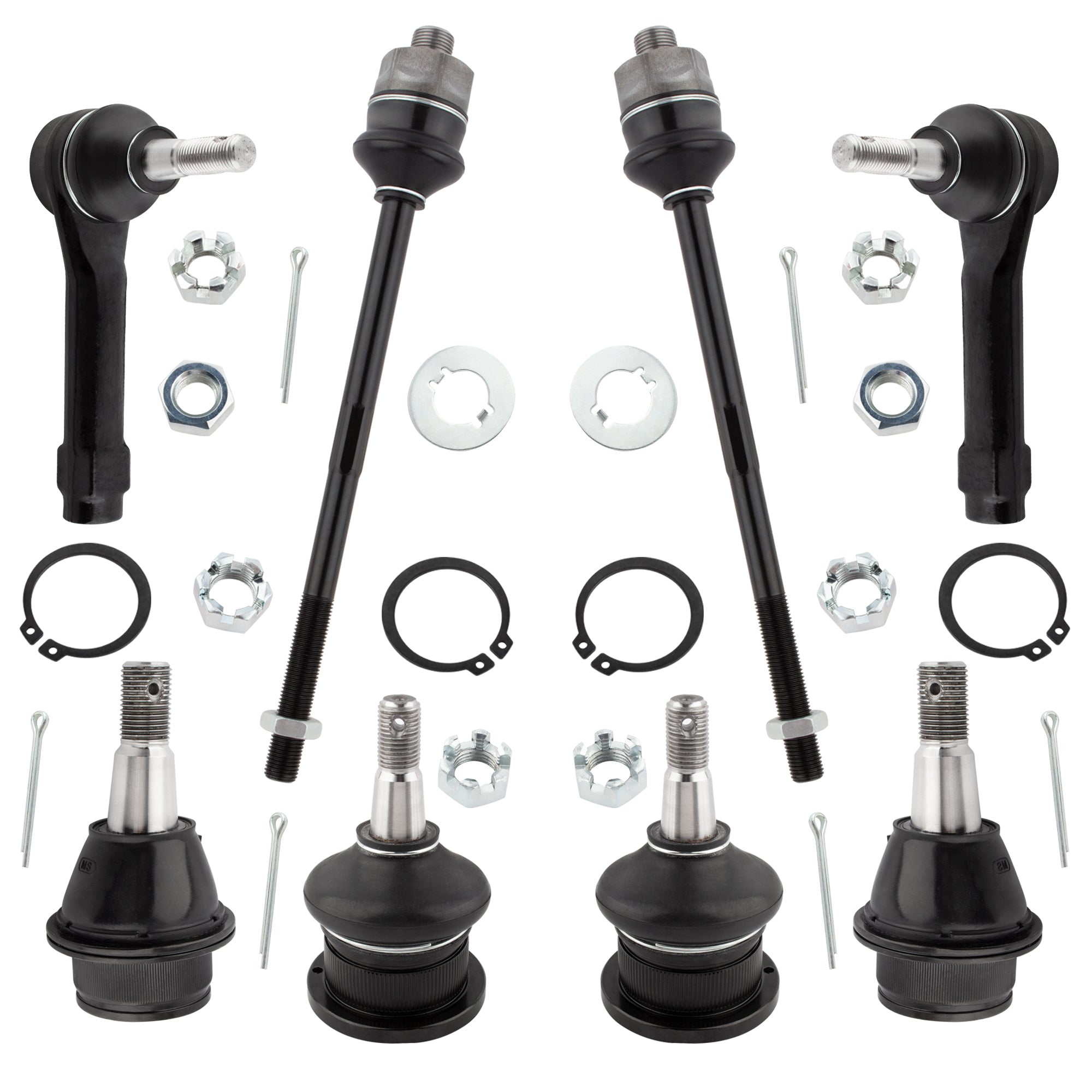 BOXI Front 4 Upper & Lower Ball Joints 4 Inner & Outer Tie Rods Fit for Chevy GMC Silverado Sierra
