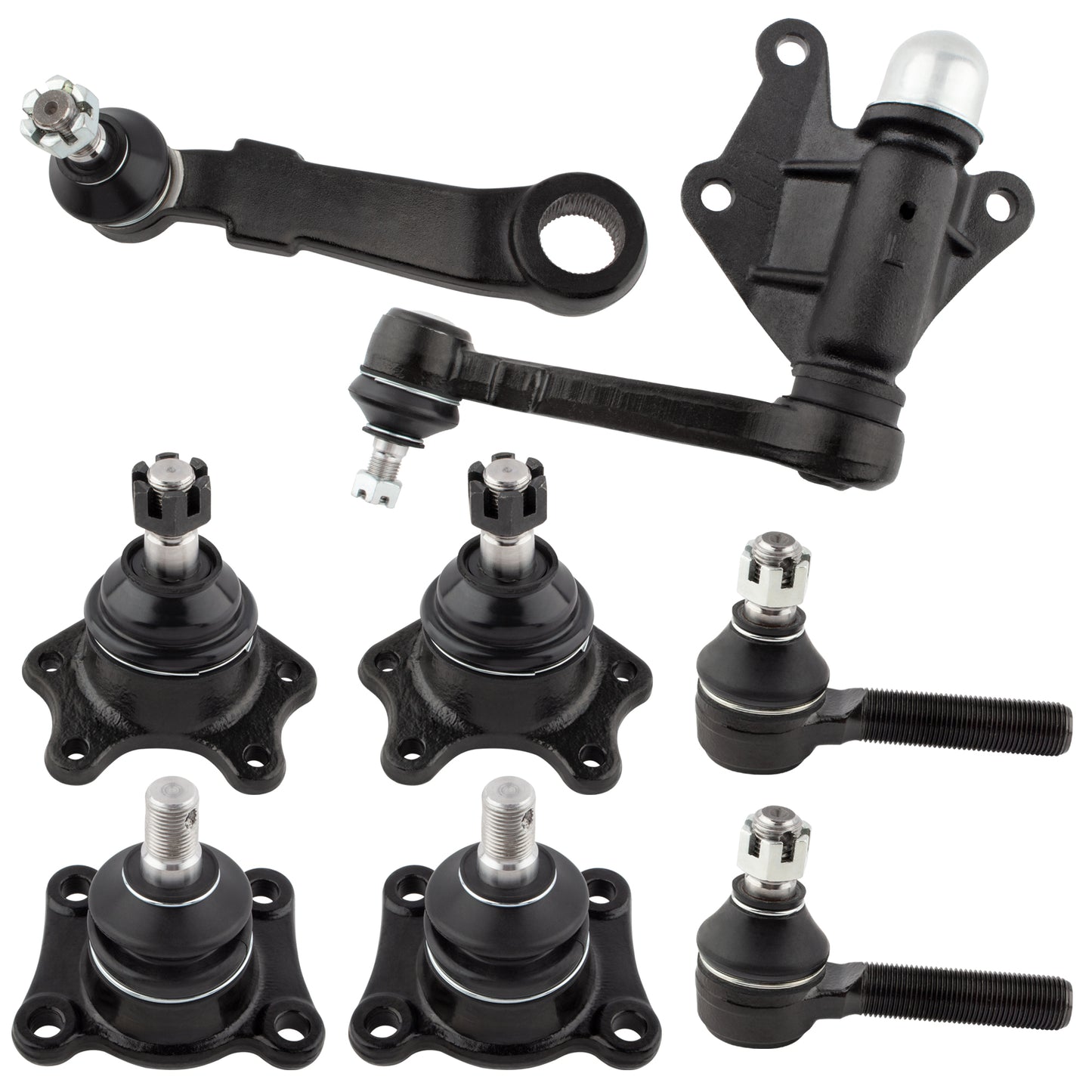 BOXI (Set of 8) Front Lower Upper Ball Joint Outer Tie Rods Pittman Arm Idler Arm Kit Fit