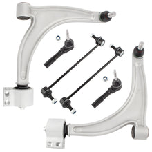 BOXI (Set of 6) Front Lower Control Arms + Tie Rod Ends + Sway Bar End Lins Fit for Chevy Malibu