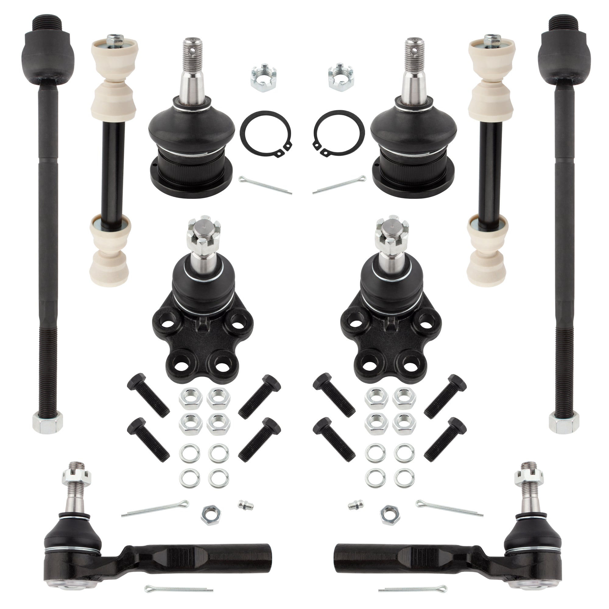 BOXI (Set of 10) Front Upper Lower Ball Joints + Sway Bar Links + Tie Rod Ends Kit Fit for Chevy