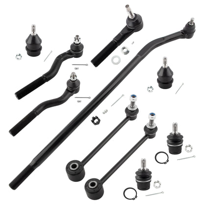 BOXI (Set of 10) Front & Rear Tie Rods + Rear Sway Bars + Front Ball Joints Kit Fit for Jeep