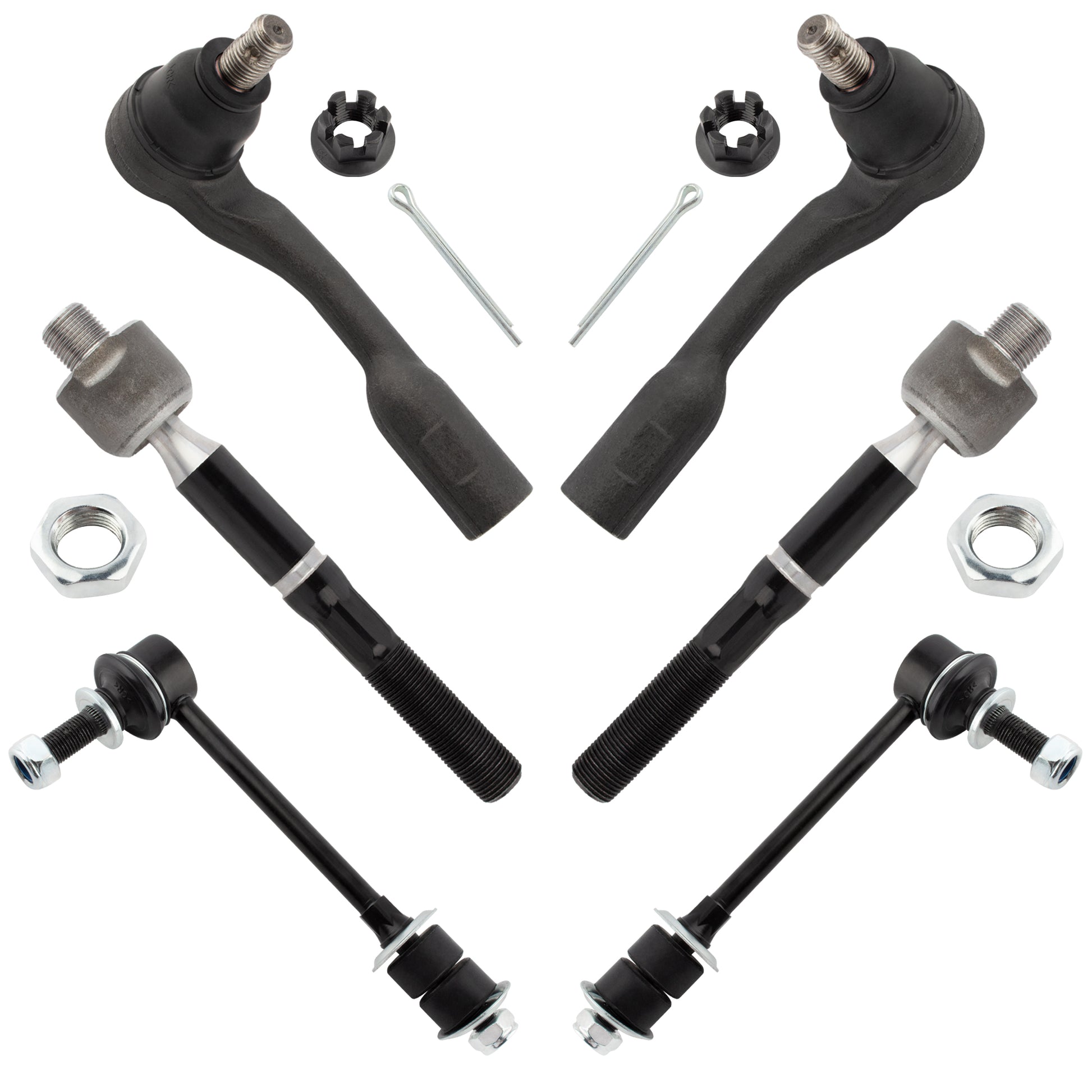 BOXI (Set of 6) Front Suspension Kit Inner Outer Tie Rods Sway Bar Links Fit for Toyota Sequoia