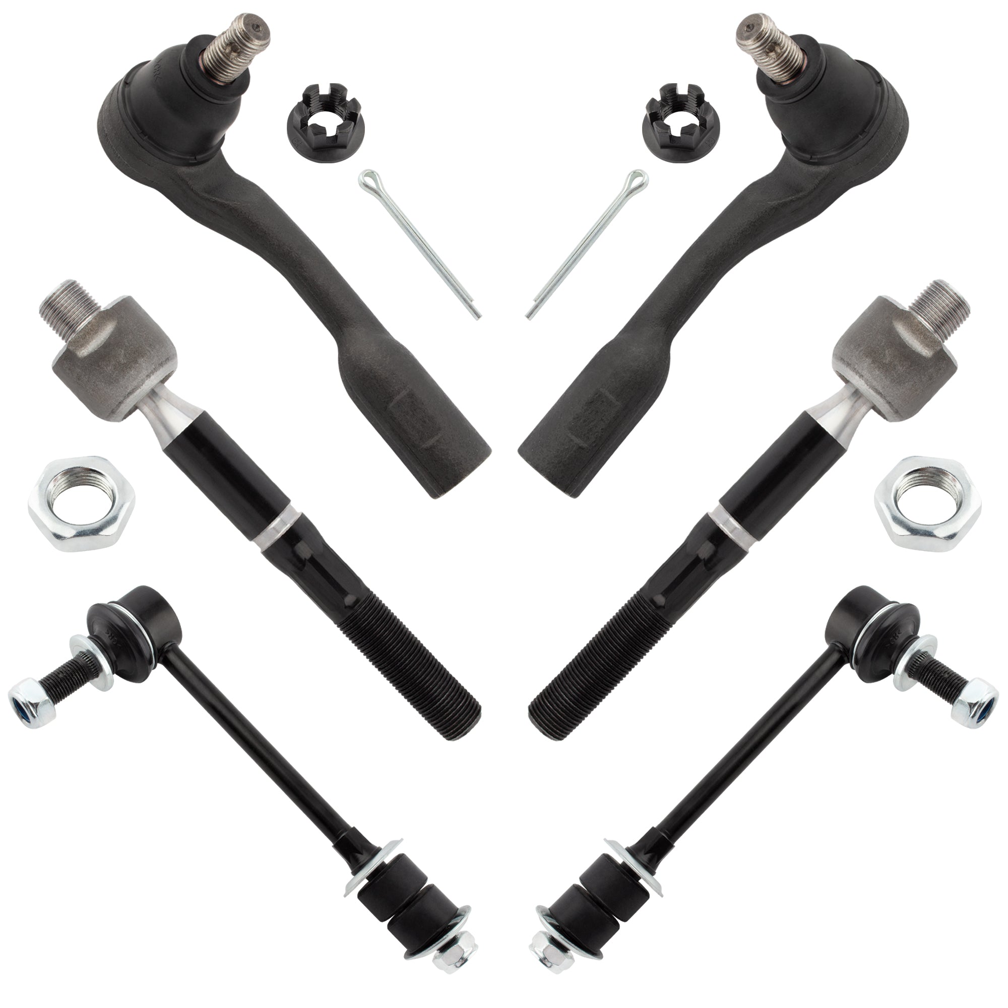 BOXI (Set of 6) Front Suspension Kit Inner Outer Tie Rods Sway Bar Links Fit for Toyota Sequoia