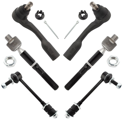 BOXI (Set of 6) Front Suspension Kit Inner Outer Tie Rods Sway Bar Links Fit for Toyota Sequoia