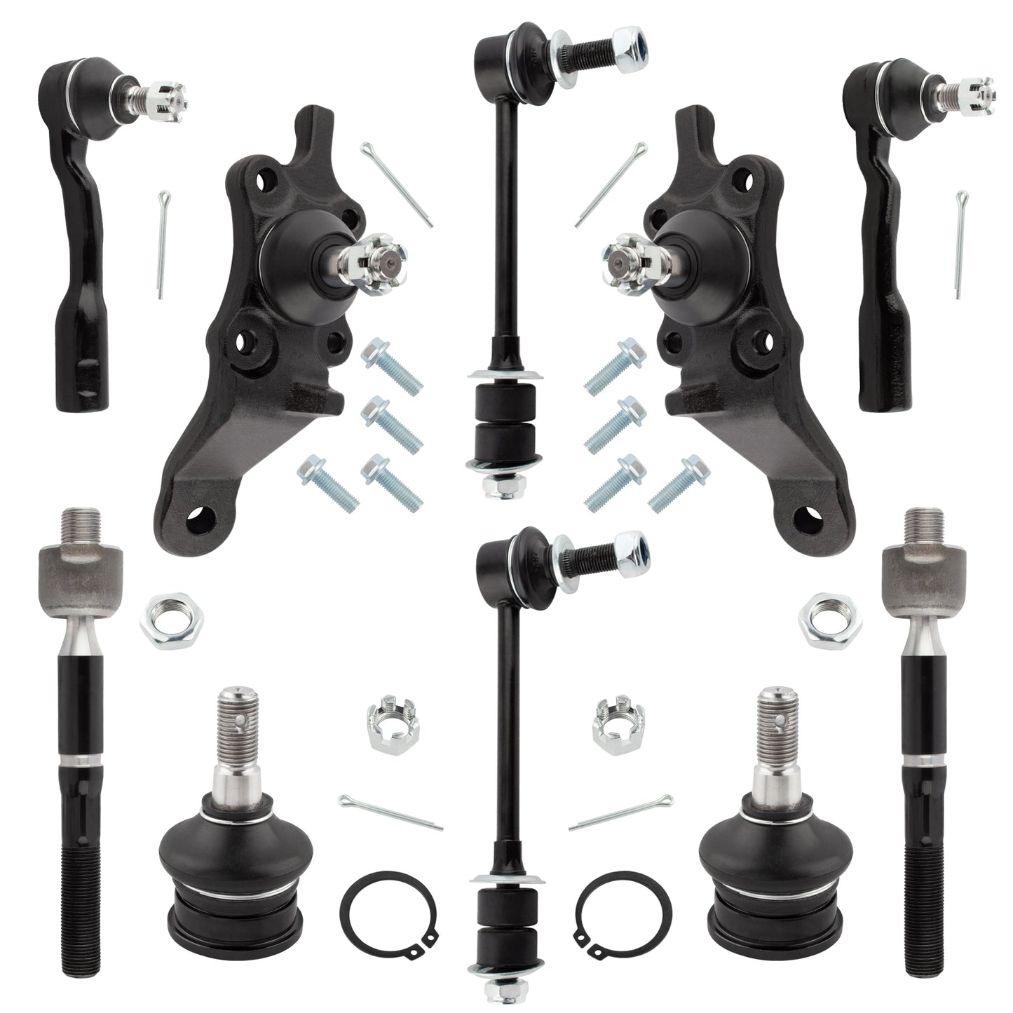 BOXI (Set of 10) Front Upper Lower Ball Joints Sway Bar Links Inner Outer Tie Rods Fit for Toyota