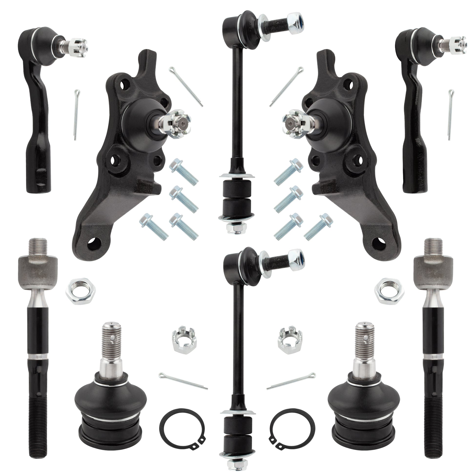 BOXI (Set of 10) Front Upper Lower Ball Joints Sway Bar Links Inner Outer Tie Rods Fit for Toyota