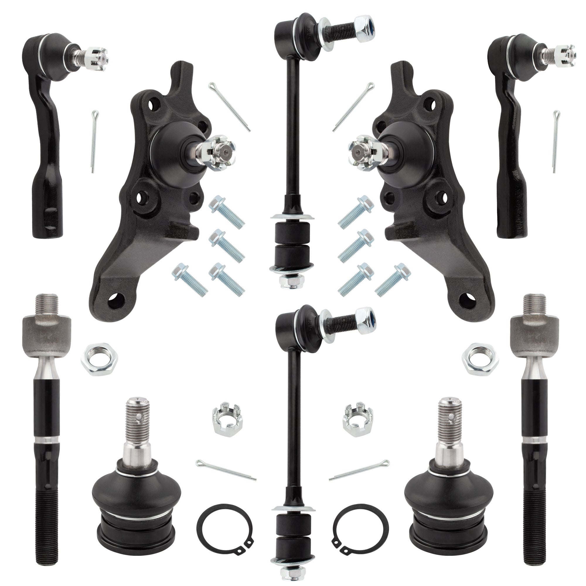 BOXI (Set of 10) Front Upper Lower Ball Joints Sway Bar Links Inner Outer Tie Rods Fit for Toyota