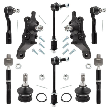 BOXI (Set of 10) Front Upper Lower Ball Joints Sway Bar Links Inner Outer Tie Rods Fit for Toyota