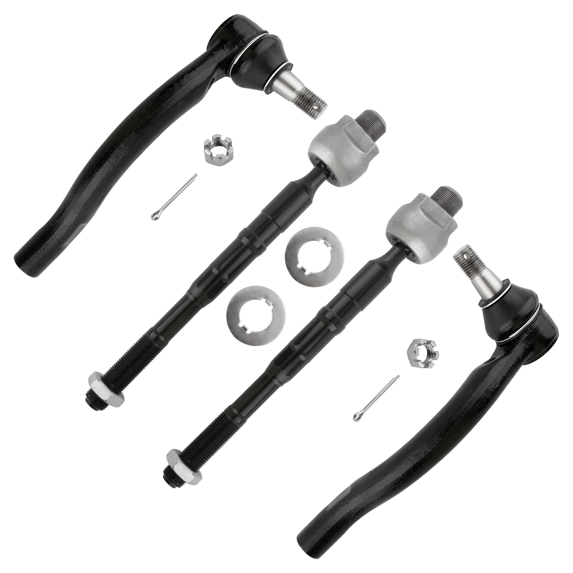 BOXI (Set of 4) Front Inner & Outer Tie Rods Fits for Infiniti QX56 2004-2013