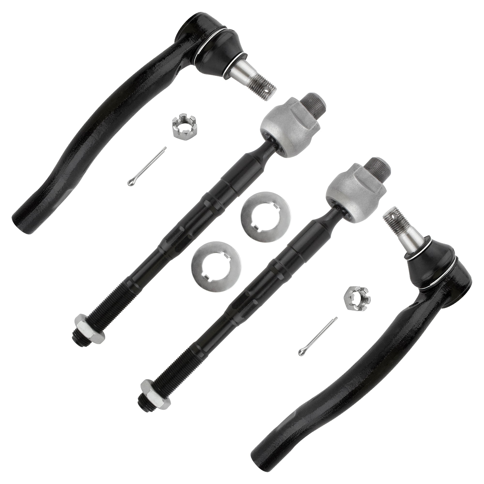 BOXI (Set of 4) Front Inner & Outer Tie Rods Fits for Infiniti QX56 2004-2013