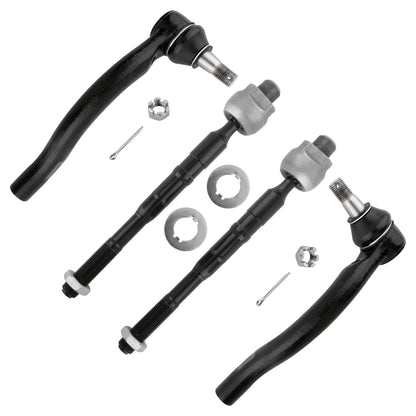 BOXI (Set of 4) Front Inner & Outer Tie Rods Fits for Infiniti QX56 2004-2013