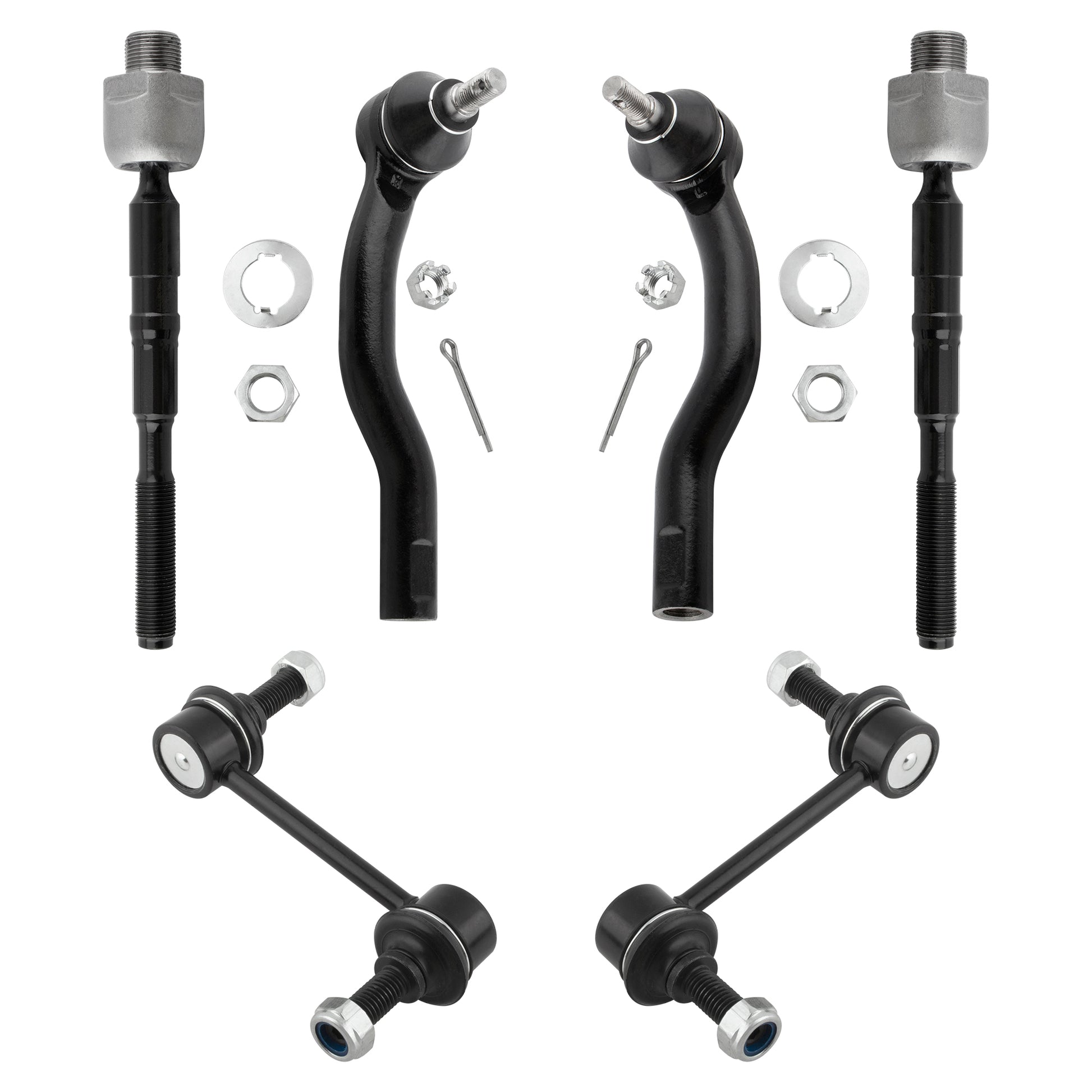 BOXI (Set of 6) Front Sway Bar Links + Inner and Outer Tie Rod Ends Kit Fit for Ford Edge 2007-2014