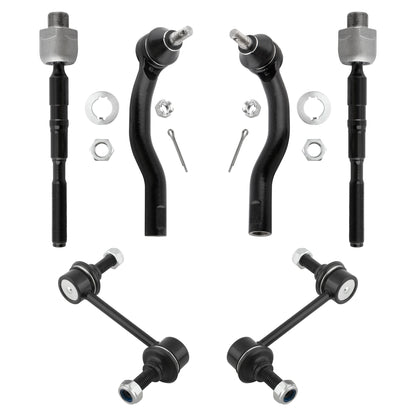 BOXI (Set of 6) Front Sway Bar Links + Inner and Outer Tie Rod Ends Kit Fit for Ford Edge 2007-2014
