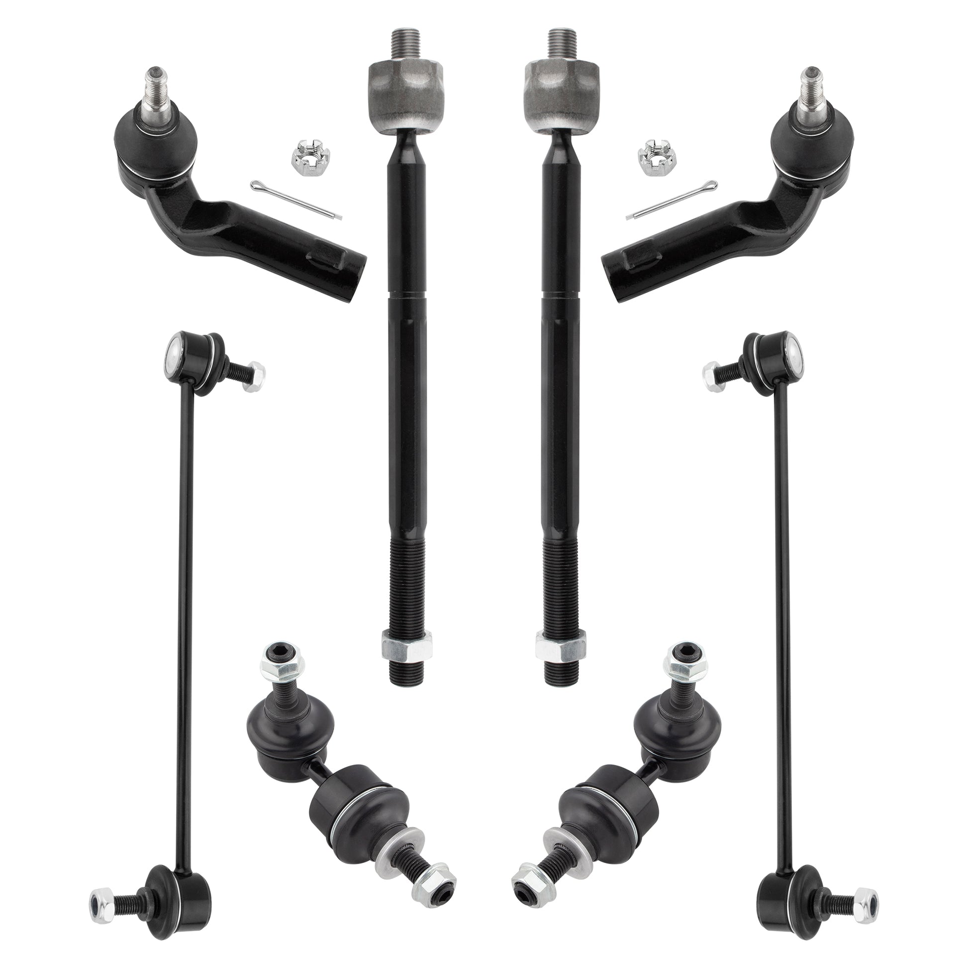 BOXI (Set of 8) Front & Rear Suspension Kit Sway Bar Links + Tie Rod Ends Fit for Mazda 3 2004 2005