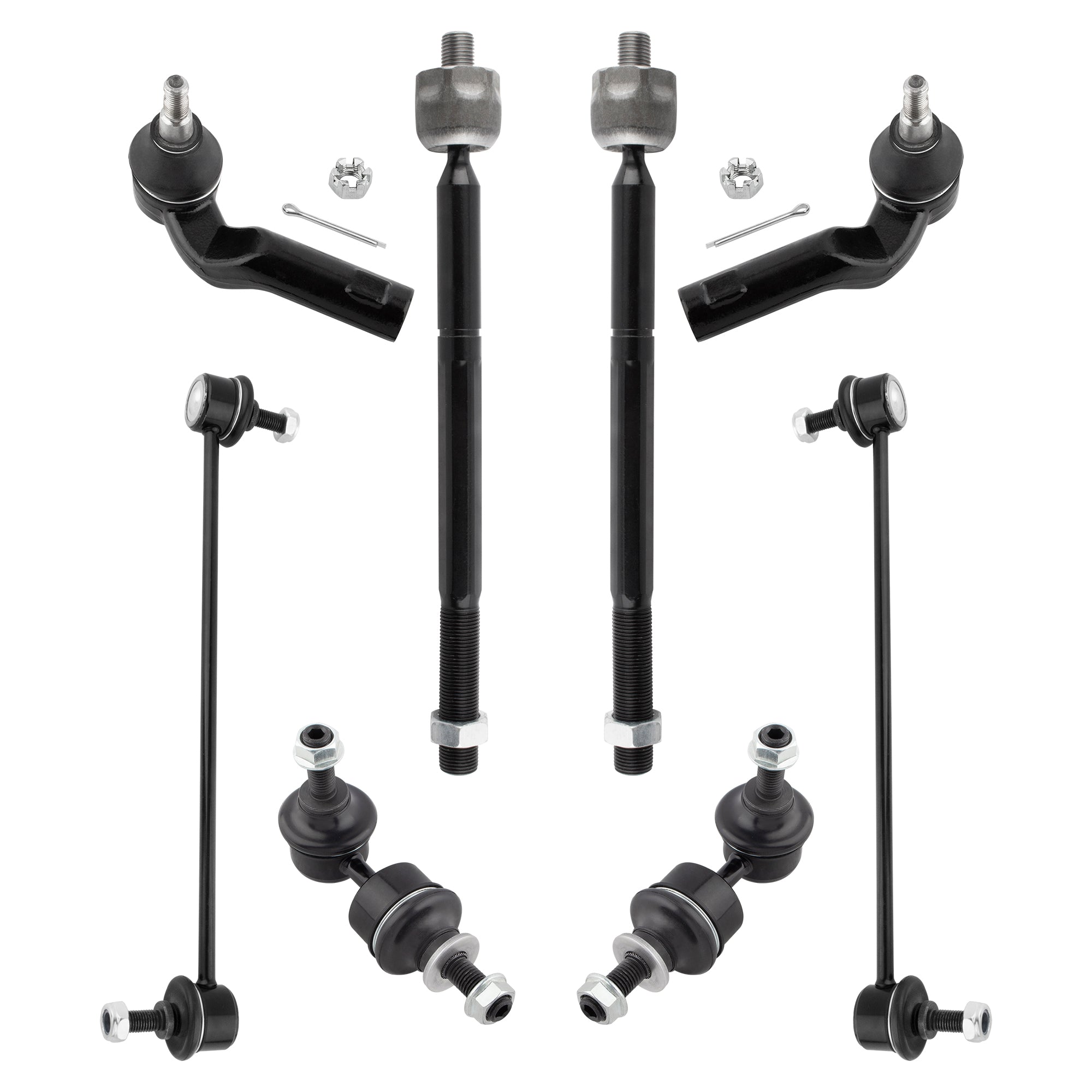 BOXI (Set of 8) Front & Rear Suspension Kit Sway Bar Links + Tie Rod Ends Fit for Mazda 3 2004 2005