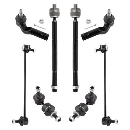BOXI (Set of 8) Front & Rear Suspension Kit Sway Bar Links + Tie Rod Ends Fit for Mazda 3 2004 2005