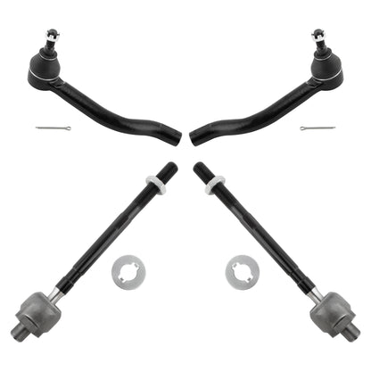 BOXI (Set of 4) Driver and Passenger Side Front Inner and Outer Tie Rod End Links Fit for Nissan