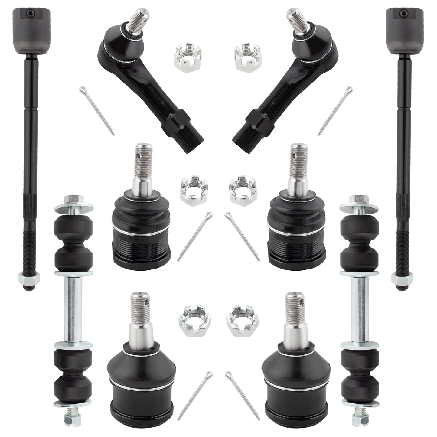 BOXI (Set of 10) Front Suspension Kit Front Sway Bar Links Inner Outer Tie Rod Lower Upper Ball